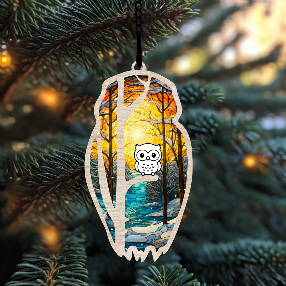 Sympathy Memorial Suncatcher, Sympathy Memorial Ornament, Owl Suncatcher, Owl Ornament, Bird Suncatcher, Bird Ornament, Handmade Gift - 4.jpg