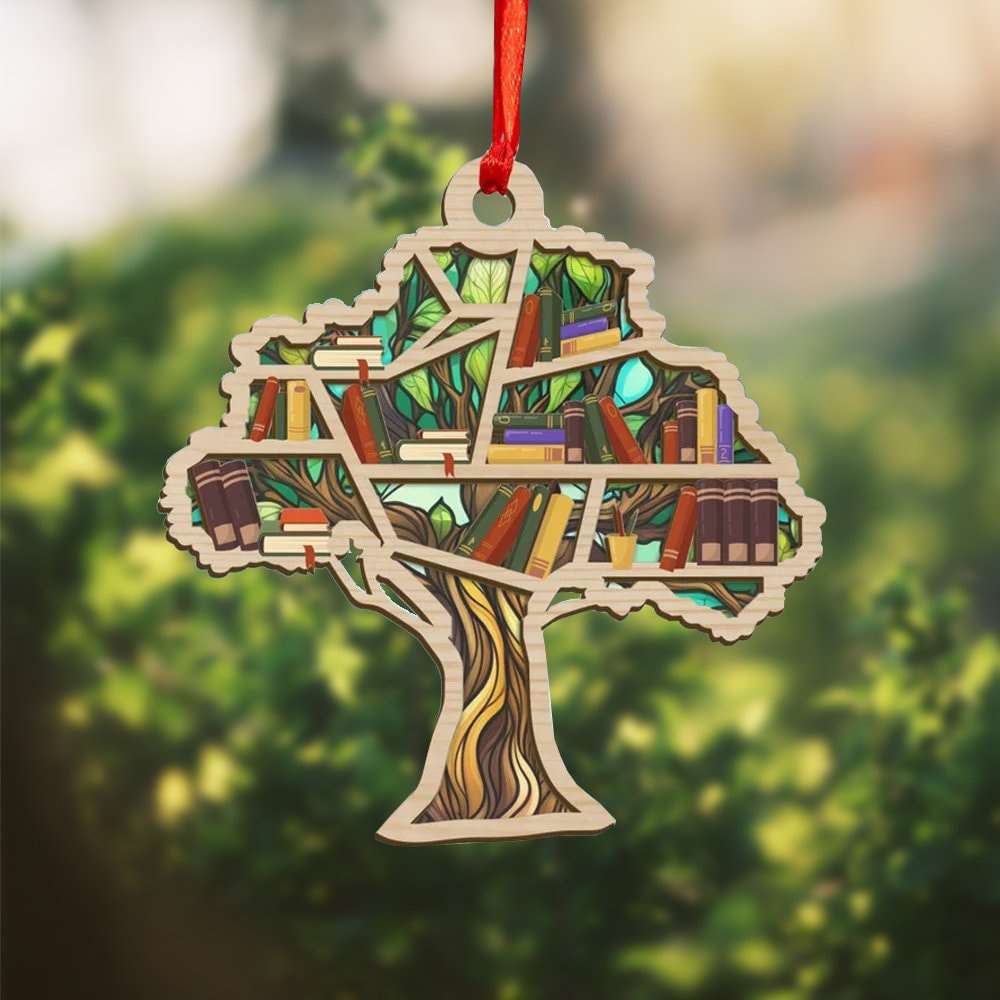 Tree Of Book Suncatcher Ornament, Book Lovers Christmas Ornaments, Book Lover Ornament, Gifts For Nerds Bookworm Librarian - 1.jpg