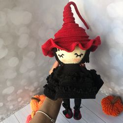 Handcrafted Crochet Witch Doll - Whimsical Toy for Home Decoration