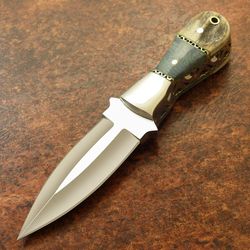 CUSTOM HAND MADE D2 STEEL FULLER ART FULL TANG KNIFE STAG ANTLER & WOOD HANDLE