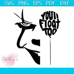 you will float too horror clown balloon svg file for cricut