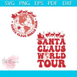 retro vintage christmas santa claus world tour svg download