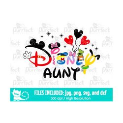Mouse Family Aunt Design SVG, Family Vacation Trip Shirt Design, Digital Cut Files svg dxf png jpg, Printable Clipart, I