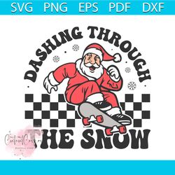 retro christmas dashing through the snow santa svg file