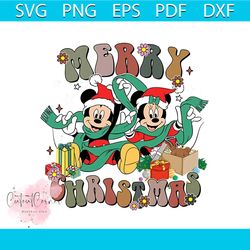 vintage floral mickey and minnie merry christmas svg file