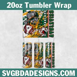 oakland athletics 3d inflated tumbler wrap, 20oz mlb 3d tumbler, athletics baseball 3d inflated, mlb tumbler 20oz