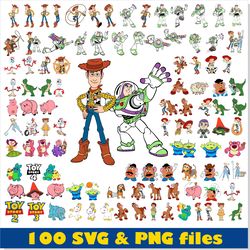 toy story svg bundle, toy story png bundle, toy story clipart, woody buzz jessie logo aliens forky png svg vector