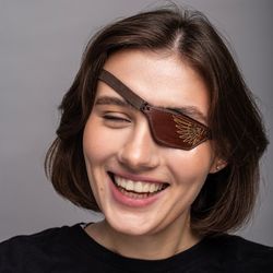 leather eye patch, eye patch, man eye patch, woman eye patch, brown eye patch, slim eye patch, eye patch, medical eye pa