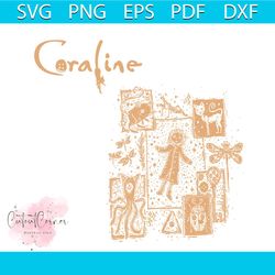 vintage coraline cat button eyes svg cutting digital file
