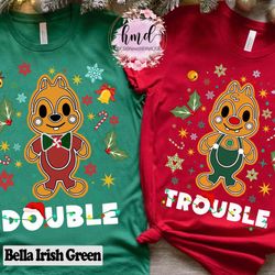 disney couple chip n dale double trouble gingerbread christmas light t-shirt, mickey very merry xmas matching tee, disne