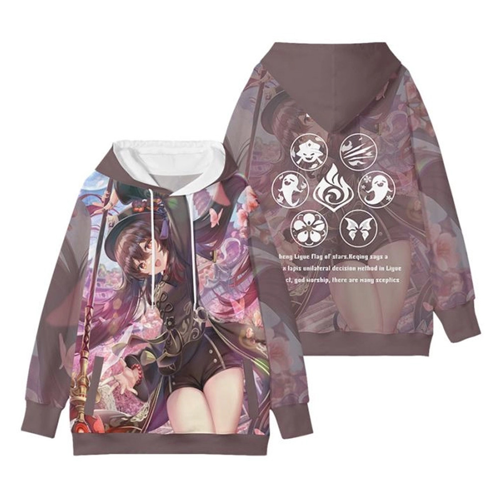 Hutao Genshin Impact All Over Print 3D Hoodie Zip Hoodie, Hutao Genshin Impact Hoodie 3D Zip Hoodie Fleece Hoodie