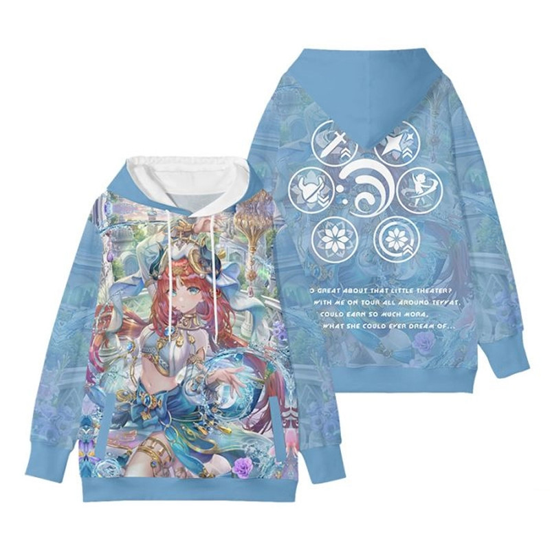 Nilou Genshin Impact All Over Print 3D Hoodie Zip Hoodie, Nilou Genshin Impact Hoodie 3D Zip Hoodie Fleece Hoodie