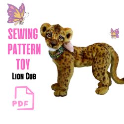 Pattern for Sewing Soft Toys - lion Cub Simba, Realistic Toy Pattern, Realistic Irises Download, Digital eyes Collage