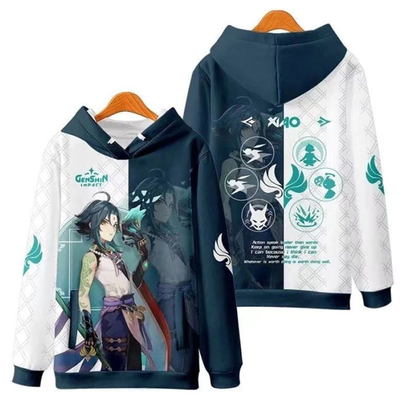 Xiao Genshin Impact All Over Print 3D Hoodie Zip Hoodie, Xiao Genshin Impact Hoodie 3D Zip Hoodie Fleece Hoodie