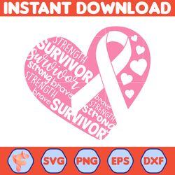 breast cancer svg, strong brave strength svg, cancer svg, cancer awareness, ribbon svg