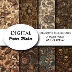steampunk digital paper to use for scrapbooking, clipart, backgrounds, invitations, party supplies and more.