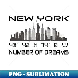 GPS Coordinates Manhattan New York City Skyline - Instant PNG Sublimation Download - Enhance Your Apparel with Stunning Detail