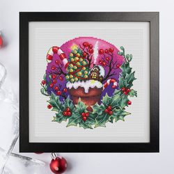 Christmas cross stitch pattern PDF, Holiday cross stitch, Winter cross stitch, Christmas tree, Counted cross stitch