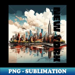 New York Cityscape Design - PNG Transparent Digital Download File for Sublimation - Enhance Your Apparel with Stunning Detail