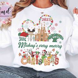 cute mickey's very merry christmas party t-shirt, disney santa mickey and minnie custom tee, disneyland vacation family