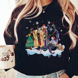disney villains squad characters christmas light shirt, evil queen, maleficent, ursula, disneyland vacation holiday fami