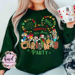 mickey's very merry christmas party 2023 shirt, disney santa mickey and minnie custom tee, disneyland vacation family ma