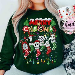 nightmare before christmas characters  merry xmas  socks light shirt, jack and sally oogie boogie, disney disneyland hol