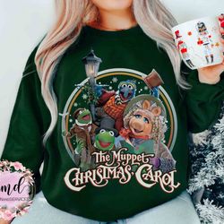 vintage the muppet christmas carol characters group t-shirt, kermit the frog gonzo miss piggy xmas movie retro 90s tee,