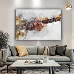 guitar canvas painting , abstract guitar canvas wall art , musical instruments canvas,modern home decor , ready to hang