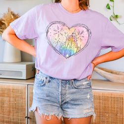 disney heart vacation shirt, disney trip shirt, family vacation shirt, disney watercolor castle minnie t-shirt, castle s