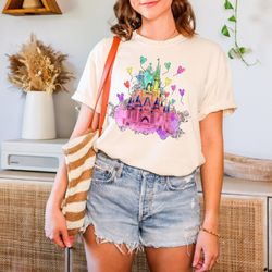 disney vacation shirt, disney trip shirt, family vacation shirt, disney watercolor castle minnie t-shirt, disney castle