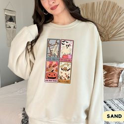 cute halloween tarot card ghost graphic sweatshirt, cowgirl halloween, vintage ghost halloween creep, spooky season taro