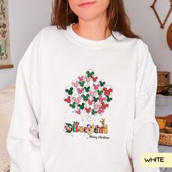 disneyland balloon christmas sweatshirt, disneyland sweatshirt, christmas family shirt, mickey and friends christmas cre