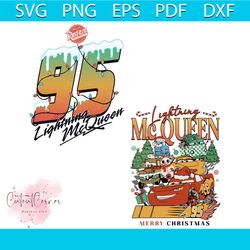 vintage 95 lightning mcqueen christmas svg design file