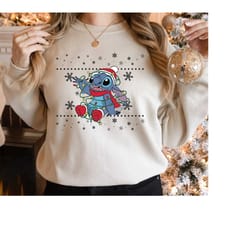 disney stitch christmas sweatshirt, disney santa stitch shirt, disney vacation xmas shirt, disneyland trip xmas shirt, d