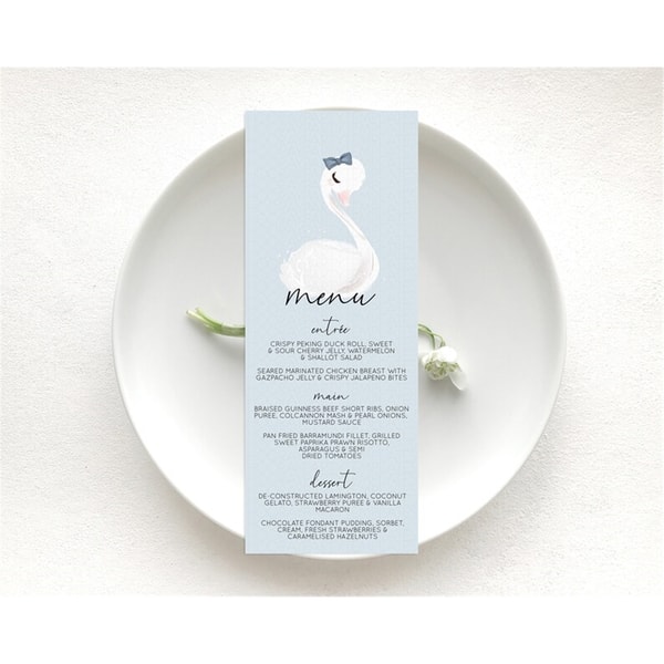 Menu Backdrop Swan Swan Menu Swan Princess Ballet Menu Template Enchanted Swan - Inspire ...