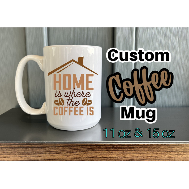 Home Is Where The Coffee Is Coffee Funny Coffee Mug 11 & 15 oz - Custom Coffee Cup - Funny Coffee Mug - Gifts for Women -  Custom Coffee Mug - 1.jpg