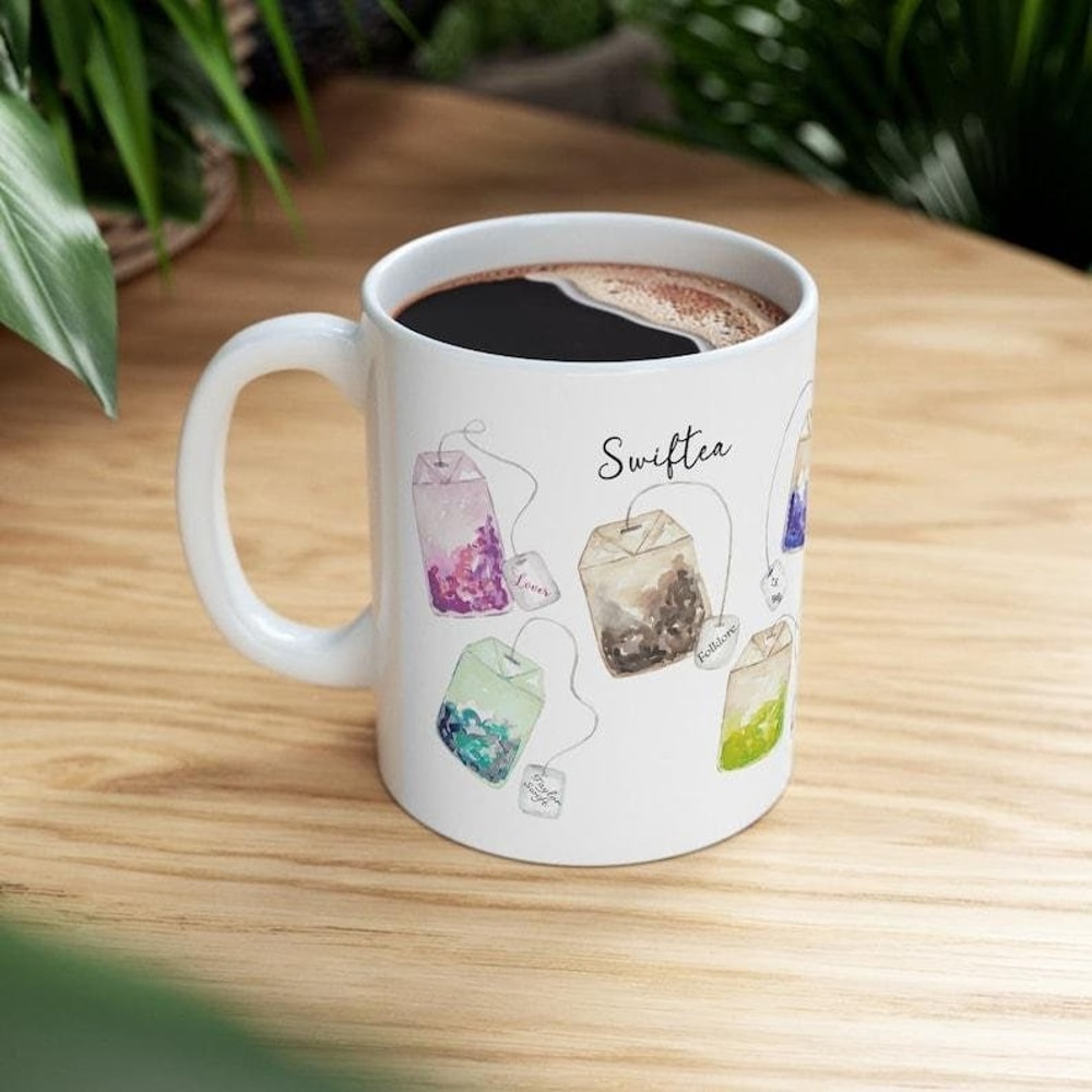 Taylor's Album Name Tea Bags Mug, Taylor's Version Mug, Taylor Swiftea Mug, Swiftea Cup, Eras Tour Fan Gift,Christmas Gift, Teabag albums - 3.jpg