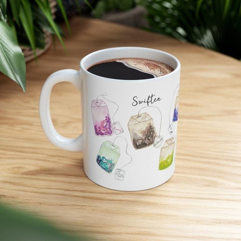Taylor's Album Name Tea Bags Mug, Taylor's Version Mug, Taylor Swiftea Mug, Swiftea Cup, Eras Tour Fan Gift,Christmas Gift, Teabag albums - 3.jpg