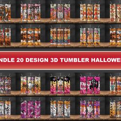 bundle 20 design 3d tumbler halloween, tumbler bundle design, sublimation tumbler bundle, 20oz skinny tumbler 05