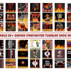 bundle 50 design firefighter tumbler 20oz wrap, tumbler bundle design, sublimation tumbler bundle, 20oz skinny tumbler