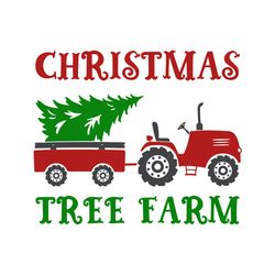 christmas tractor svg, trailer with tree, red truck, farm fresh svg, logo christmas svg, instant download