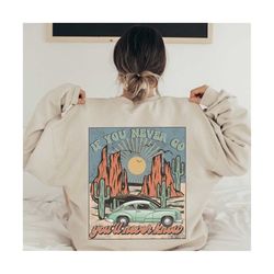 if you never go, you'll never know png file - sublimation design, desert, travel, vintage, retro, digital downloads, tra