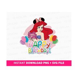 happy birthday svg, mermaid birthday svg, birthday girl svg, family birthday svg, princess birthday svg, png svg files f