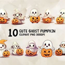 10 Cute Ghost Pumpkin Png, Halloween Svg, Cute Halloween, Halloween, Halloween Png 54