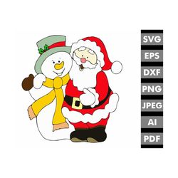 santa with snowman svg, christmas svg, santa svg, snowman svg, santa clues svg, christmas clipart, santa and snowman png