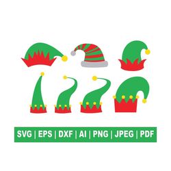 Elf Hat Svg, Santa Hat Svg, Elf Svg, Christmas Svg, Elf Head Hat Svg, Christmas Hat Svg, Elf Hat Clipart, Elf Hat Png, S