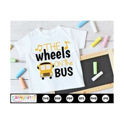 wheels on the bus svg, school bus digital art, nursery rhyme cut file for silhouette and cricut