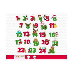 25 days of christmas clipart, christmas numbers, christmas advent, christmas calendar clipart