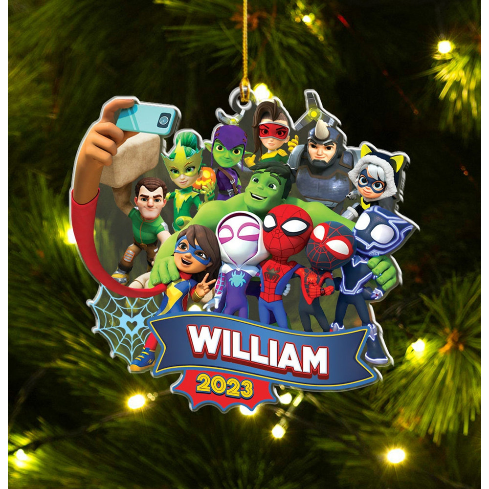 Personalized Spidey And His Amazing Friends Ornament, Christmas Ornament Hanging Tree, Kid Christmas Gift - 2.jpg